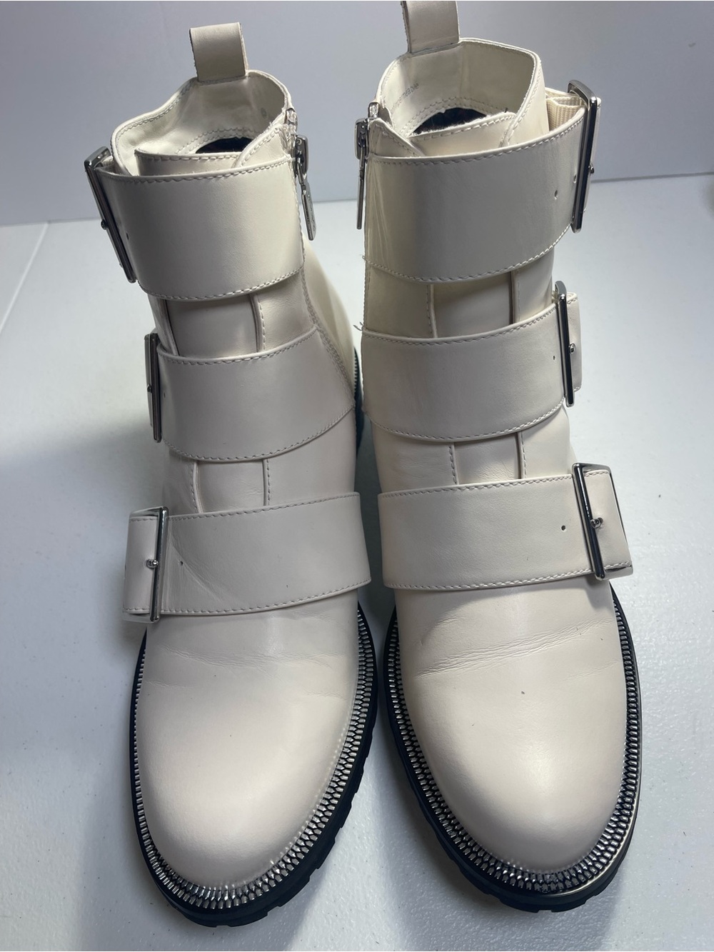 Blondo Cream Triple-Buckle Ankle Boots